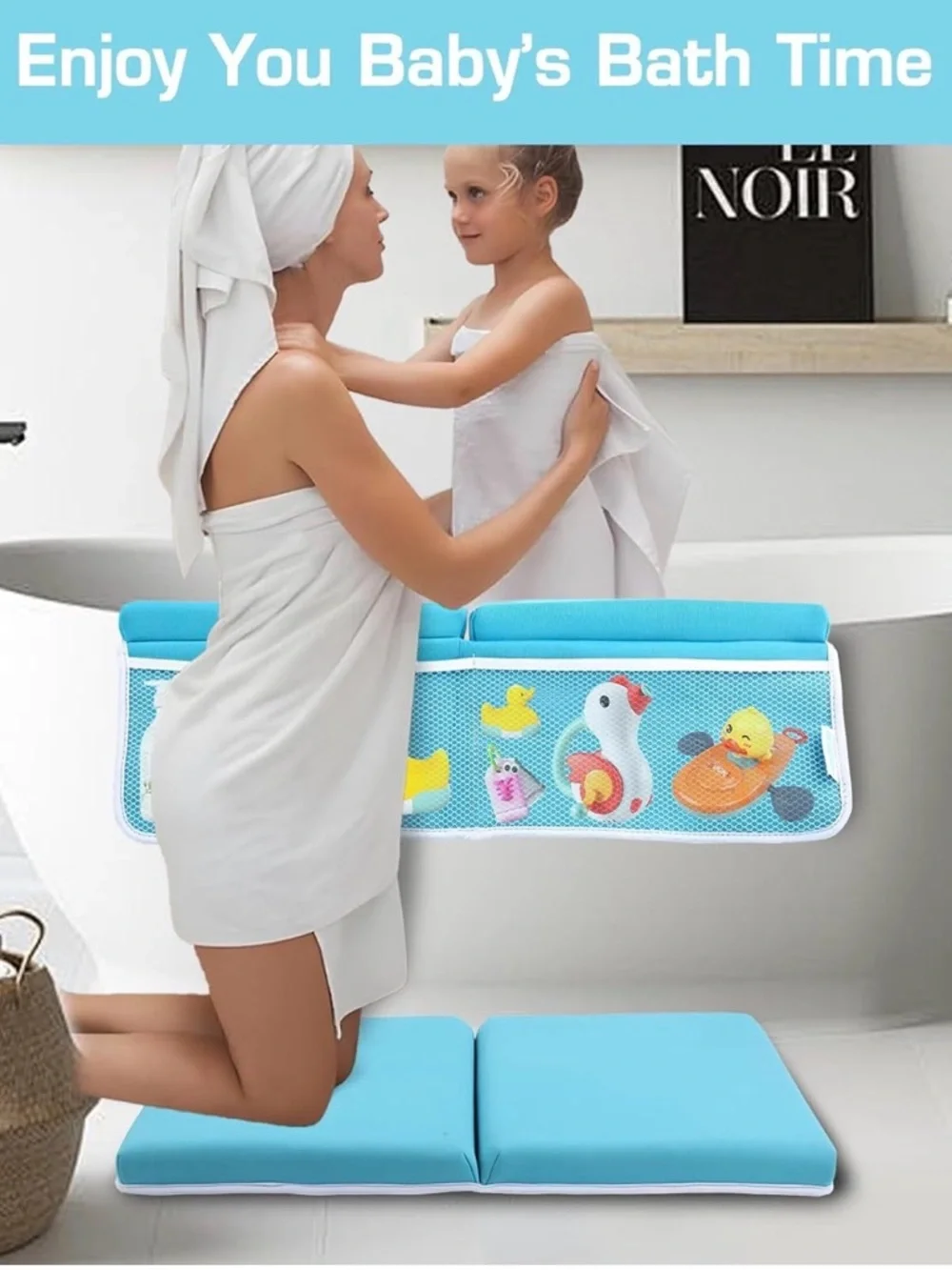 Kids Bath Toy Organizer and Bath Kneeler